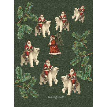 Garnier Thiebaut Santa Polar Bear Kitchen Towel Ours De Noel Sapin Kitchen Towel